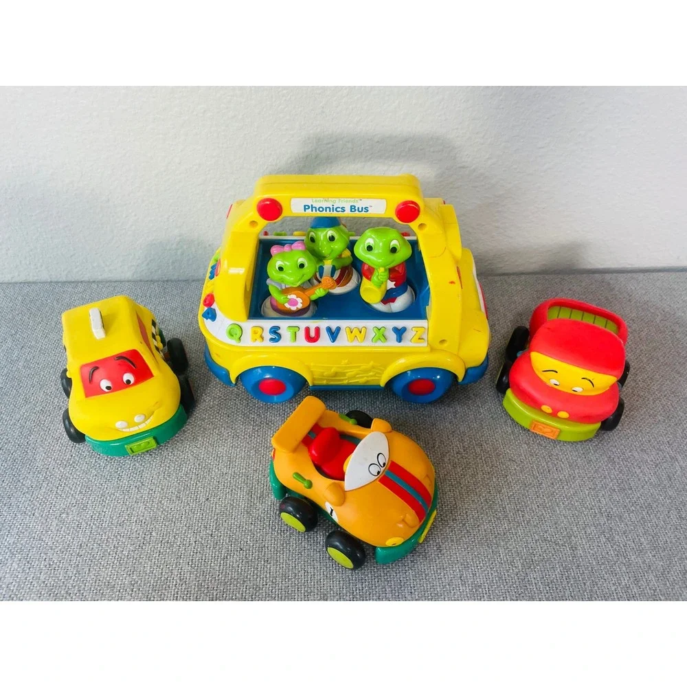 LeapFrog Learning Friends Phonics Bus Toy + 3  Vehicles Vintage Educational Set